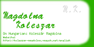 magdolna koleszar business card